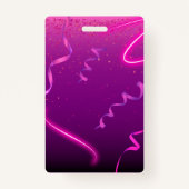 Roze Paarse Confetti Neon verrassingsfeest Badge (Achterkant)