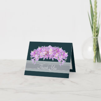 Roze Paarse Crocus Botanische Bloemige Chic Bedank Bedankkaart