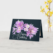 Roze/Paarse Crocus Gray Backdrop Happy Birthday Kaart (Gele Bloem)