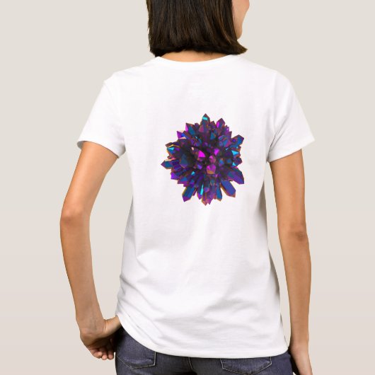 *~* Roze Paarse Crystal Sphere Women White T-shirt (Achterkant)