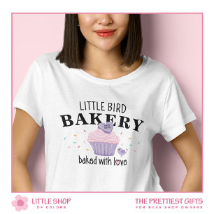 Roze Paarse Cupcake Aanpasbare Bakkerij T-shirt