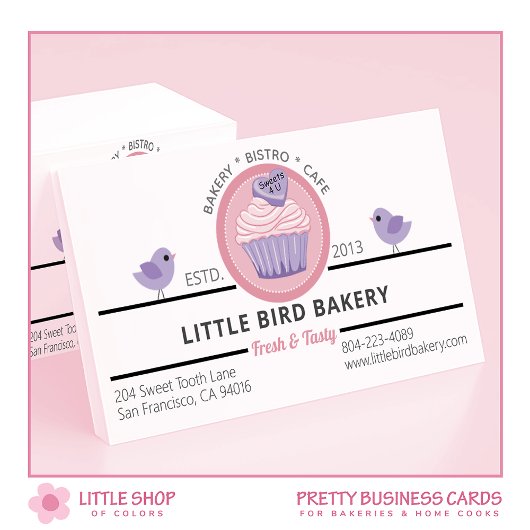 Roze Paarse Cupcake Aanpasbare Bakkerij Visitekaartje