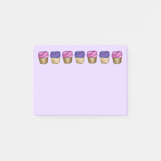 Roze Paarse cupcake Cupcakes Foodie Post Post-it® Notes (Voorkant)