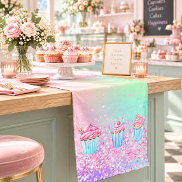 Roze paarse cupcakes holografisch korte tafelloper