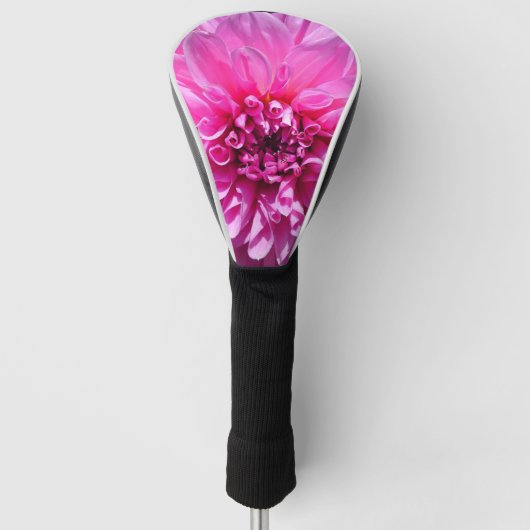Roze Paarse Dahlia Bloem Golfheadcover (Voorkant)