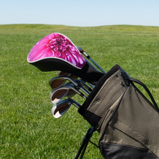 Roze Paarse Dahlia Bloem Golfheadcover (Insitu)