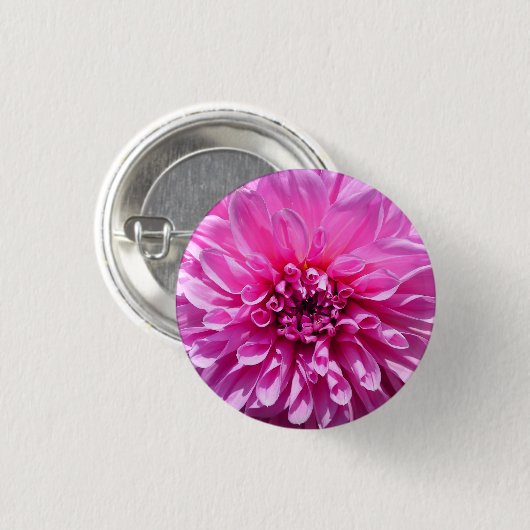 Roze Paarse Dahlia Bloem Ronde Button 3,2 Cm (Voorkant /achterkant)