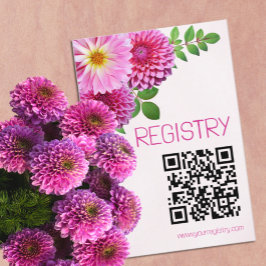 Roze Paarse Dahlia Girl Baby shower Registry Informatiekaartje