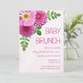 Roze Paarse Dahlia Meisje Baby Brunch Kaart (Staand voorkant)