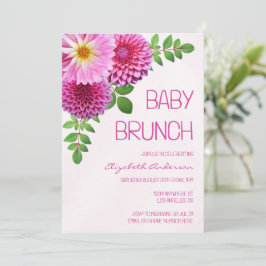 Roze Paarse Dahlia Meisje Baby Brunch Kaart