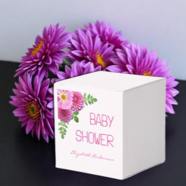 Roze Paarse Dahlia Meisje Baby shower Bedankdoosjes