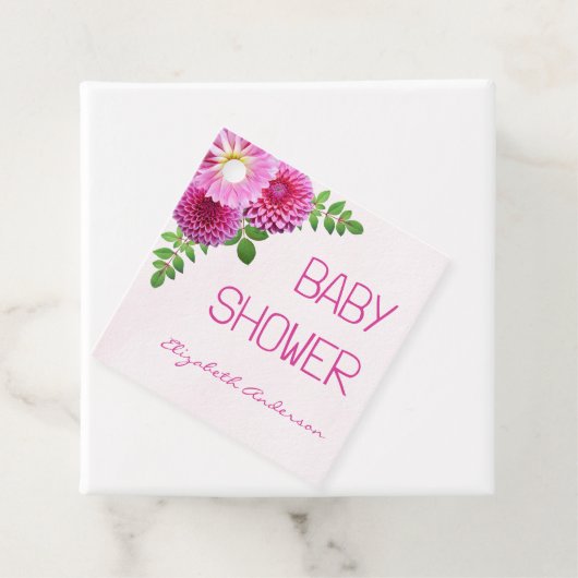 Roze Paarse Dahlia Meisje Baby shower Bedankjes Labels (In situ)
