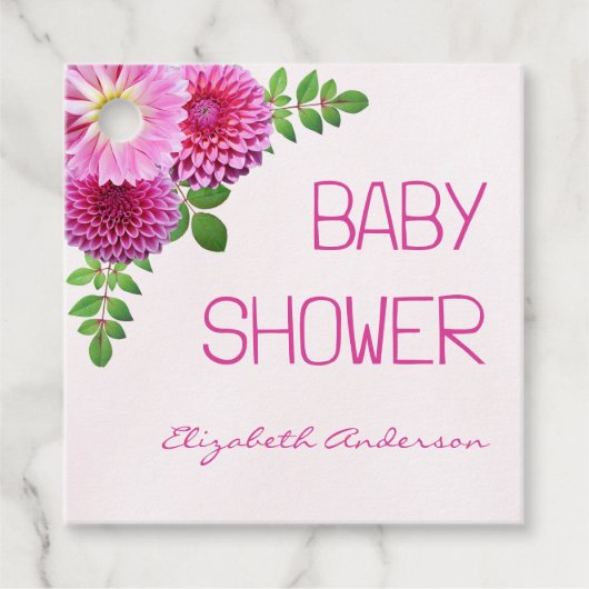Roze Paarse Dahlia Meisje Baby shower Bedankjes Labels (Voorkant)