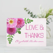 Roze Paarse Dahlia Meisje Baby shower Bedankkaart (Staand voorkant)