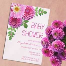 Roze Paarse Dahlia Meisje Baby shower Kaart