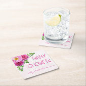 Roze Paarse Dahlia Meisje Baby shower Kartonnen Onderzetters (Insitu)