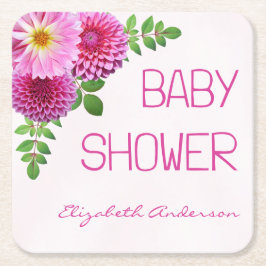 Roze Paarse Dahlia Meisje Baby shower Kartonnen Onderzetters