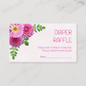 Roze Paarse Dahlia Meisje Baby shower Luier Raffle Informatiekaartje (Voorkant)