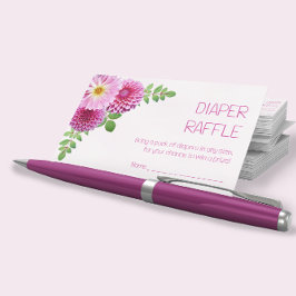Roze Paarse Dahlia Meisje Baby shower Luier Raffle Informatiekaartje