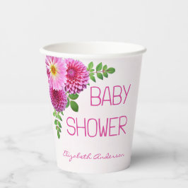 Roze Paarse Dahlia Meisje Baby shower Papieren Bekers