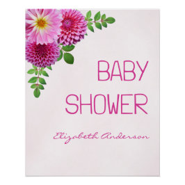 Roze Paarse Dahlia Meisje Baby shower Perfect Poster