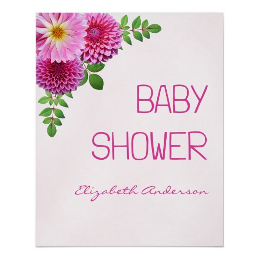 Roze Paarse Dahlia Meisje Baby shower Perfect Poster (Voorkant)