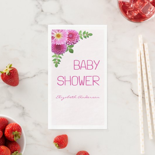 Roze Paarse Dahlia Meisje Baby shower Servet (Insitu)