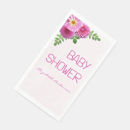 Roze Paarse Dahlia Meisje Baby shower Servet (Hoek)