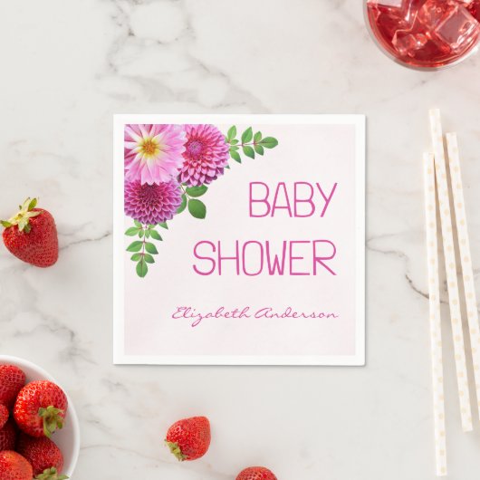 Roze Paarse Dahlia Meisje Baby shower Servet (Insitu)