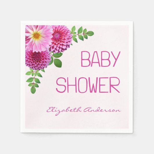 Roze Paarse Dahlia Meisje Baby shower Servet (Voorkant)