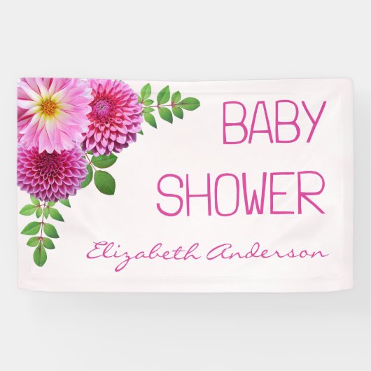 Roze Paarse Dahlia Meisje Baby shower Spandoek (Horizontaal)
