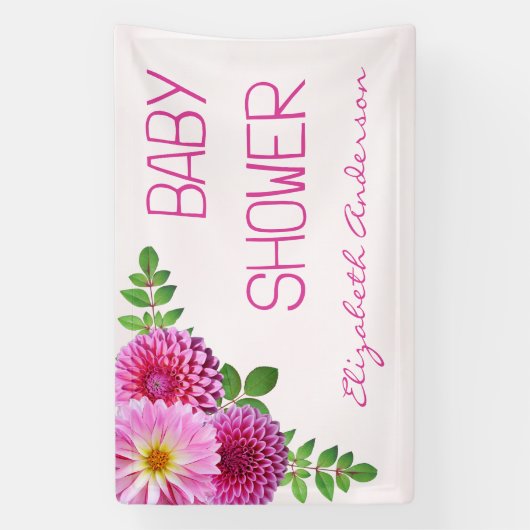 Roze Paarse Dahlia Meisje Baby shower Spandoek (Verticaal)