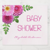 Roze Paarse Dahlia Meisje Baby shower Sparkling Wijnetiket (Enkel label)