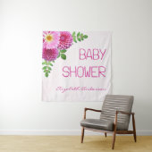 Roze Paarse Dahlia Meisje Baby shower Wandkleed (In situ)
