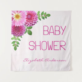 Roze Paarse Dahlia Meisje Baby shower Wandkleed