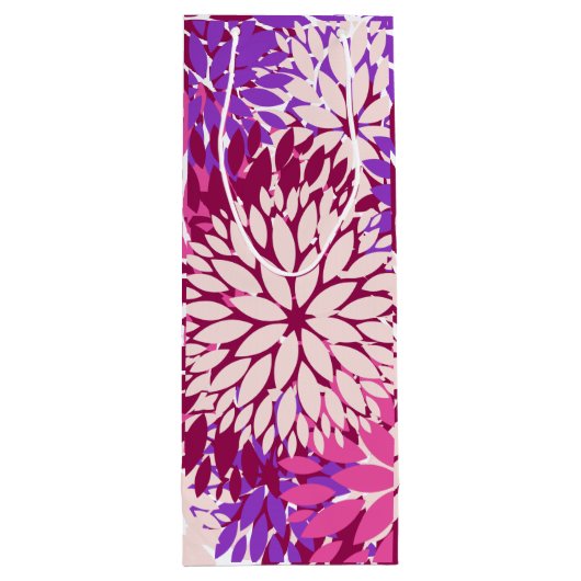 Roze Paarse Dahlias Burgundy Wijn Cadeautas (Achterkant)