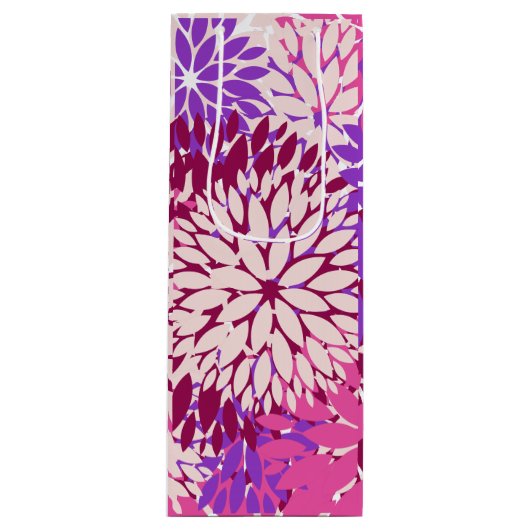 Roze Paarse Dahlias Burgundy Wijn Cadeautas (Voorkant)