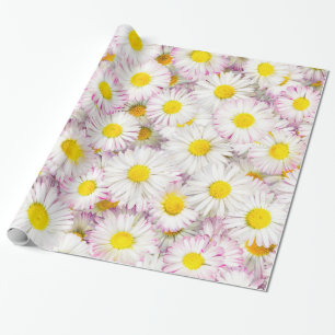 Roze Paarse Daisy Flower Pattern Cadeaupapier