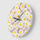 Roze Paarse Daisy Flower Pattern Grote Klok (Hoek)