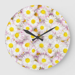 Roze Paarse Daisy Flower Pattern Grote Klok