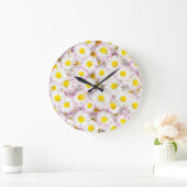 Roze Paarse Daisy Flower Pattern Grote Klok (Huis)