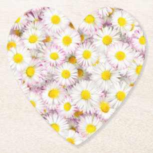 Roze Paarse Daisy Flower Pattern Kartonnen Onderzetters