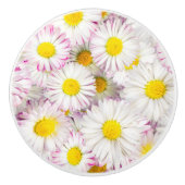 Roze Paarse Daisy Flower Pattern Keramische Knop (Voorkant)