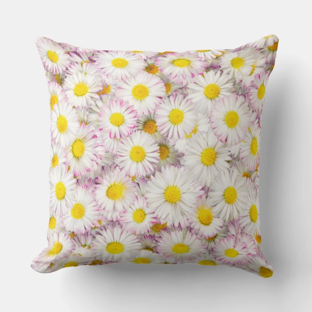 Roze Paarse Daisy Flower Pattern Kussen (Voorkant)