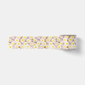 Roze Paarse Daisy Flower Pattern Satijnen Lint (Voorkant)