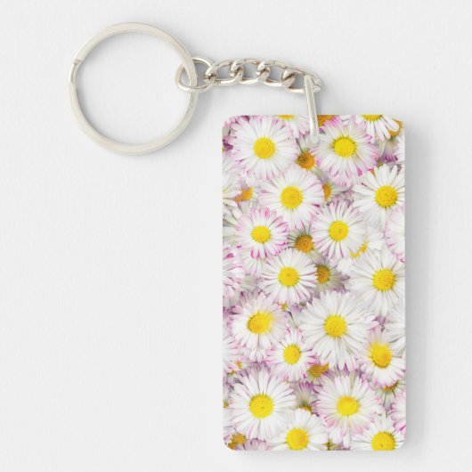 Roze Paarse Daisy Flower Pattern Sleutelhanger (Voorkant)