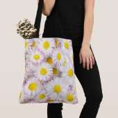Roze Paarse Daisy Flower Pattern Tote Bag (Dichtbij)