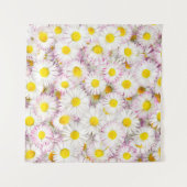 Roze Paarse Daisy Flower Pattern Wandkleed (Voorkant (horizontaal))