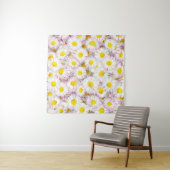 Roze Paarse Daisy Flower Pattern Wandkleed (In situ)