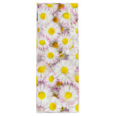 Roze Paarse Daisy Flower Pattern Wijn Cadeautas (Achterkant)